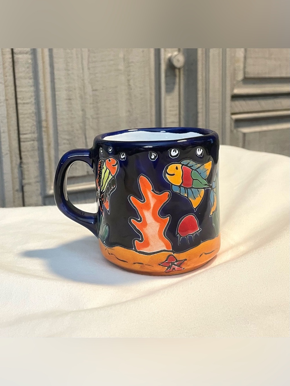 VINTAGE Talavera Mexican Pottery Painted Coffee Mug/Tea Cup - Made In Mexico